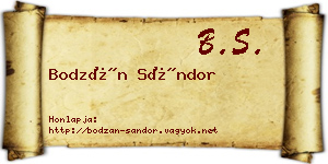 Bodzán Sándor névjegykártya